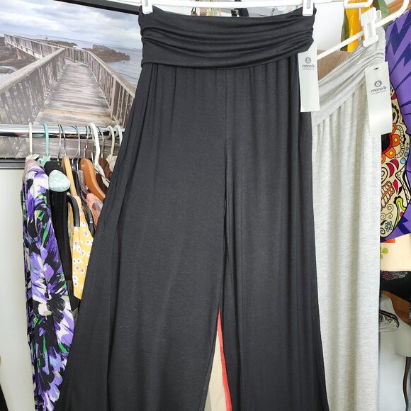 NWT!!!  Mono B Women’s Black Cool Touch Foldover Lounge Pants - Picture 1 of 6
